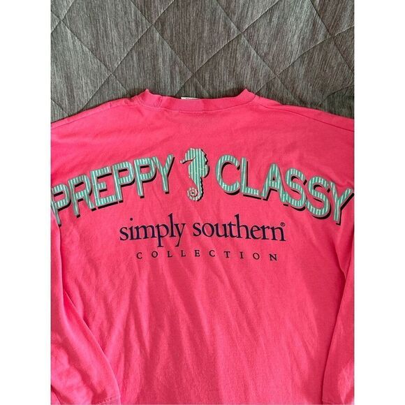 Simply Southern Preppy Classy Spirit‎ Jersey LS T-Shirt Womens M Pink - Picture 2 of 5